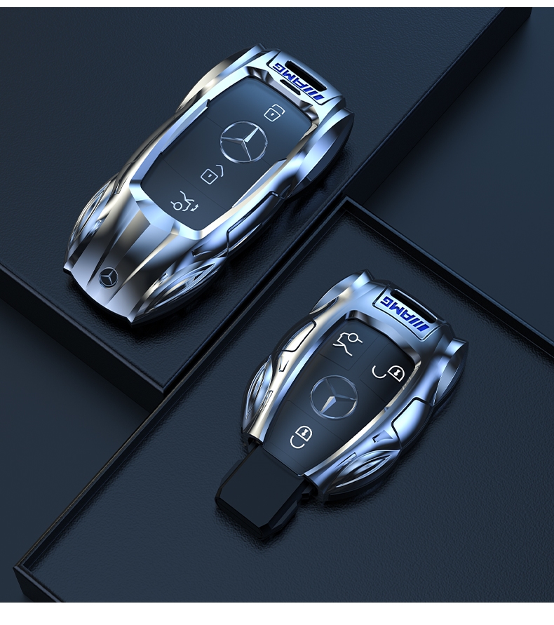 适用于奔驰钥匙套新e级e300lc260la200l车gleglc包gla壳扣新款气质银