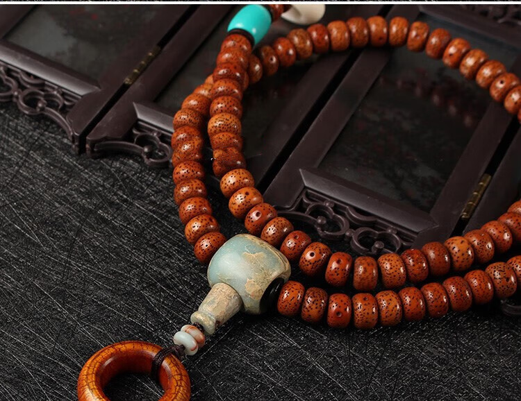 硕熙金刚星月菩提配饰鹿角跑环圈佛珠文玩卡子牛骨吊坠挂坠戒指扳指男