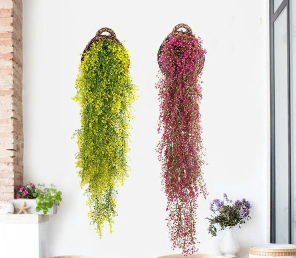仿真花假花壁挂金钟柳客厅墙饰室内绿植挂墙花藤垂吊管道遮挡空调管道
