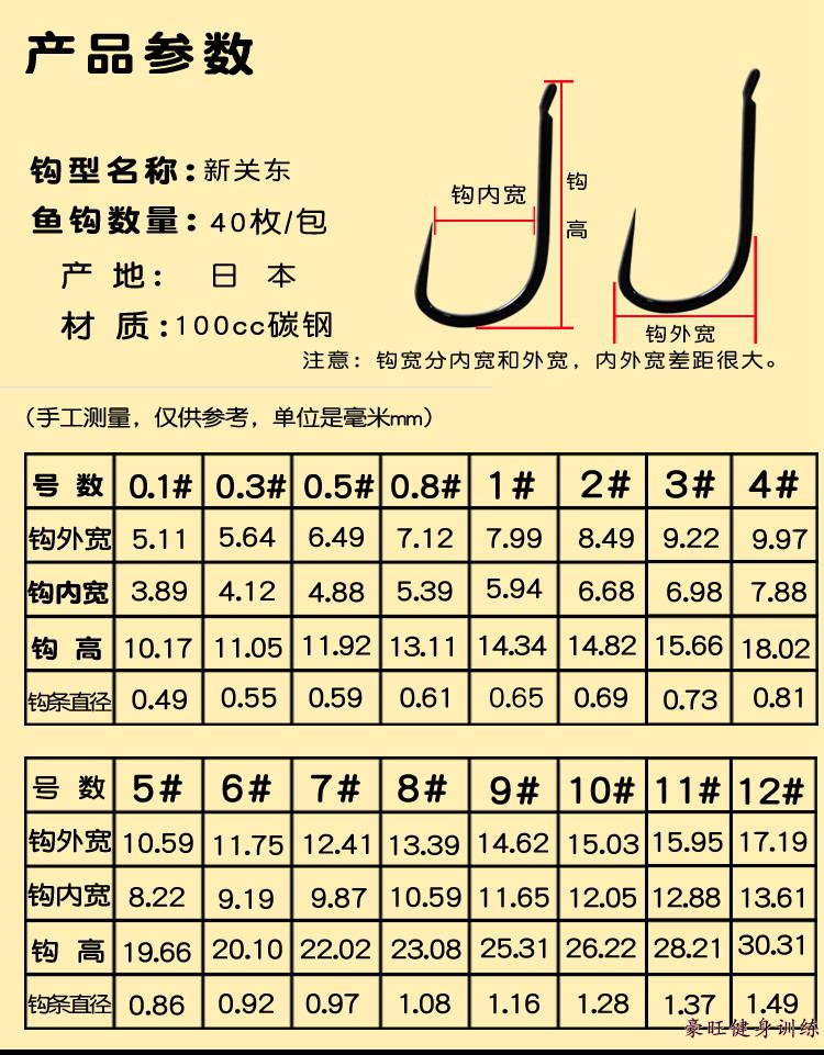 大号新关东大码鱼钩散装无倒刺锚钩巨物钩黑坑大物日本进口进口新关东