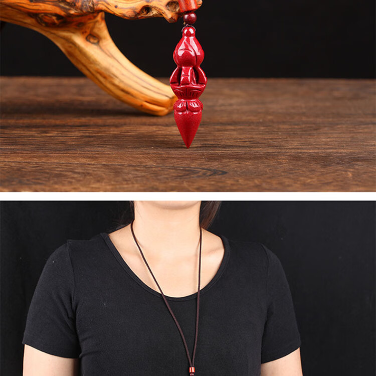 紫金朱砂金刚杵吊坠佛教法器降魔杵霸气随身挂件男女款