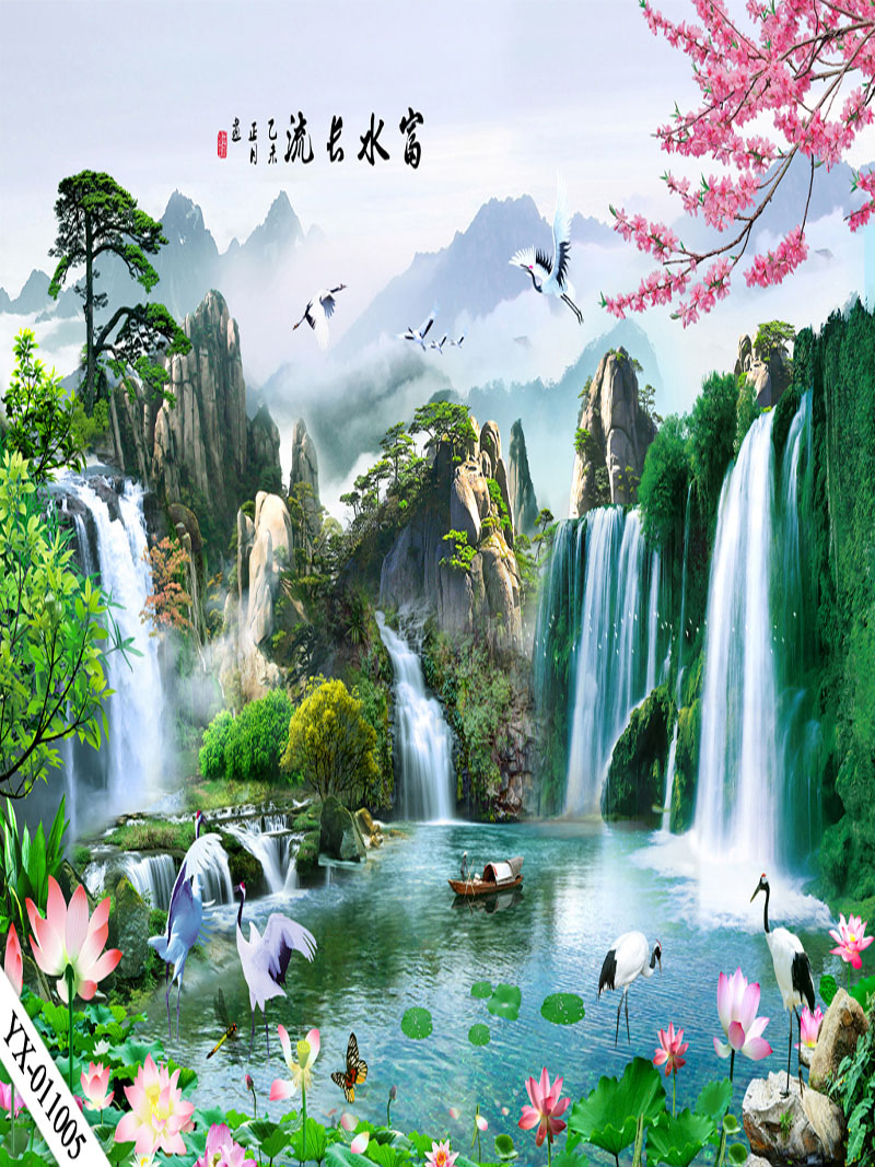 直播背景布3d立体直播间装饰主播竹林山水田园外景快手网红背景墙