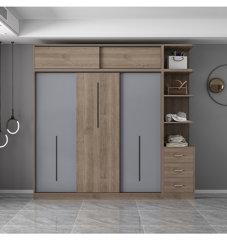 房间衣柜大衣柜推拉门滑门衣柜轻奢衣柜家用卧室简约现代挂式收纳出租