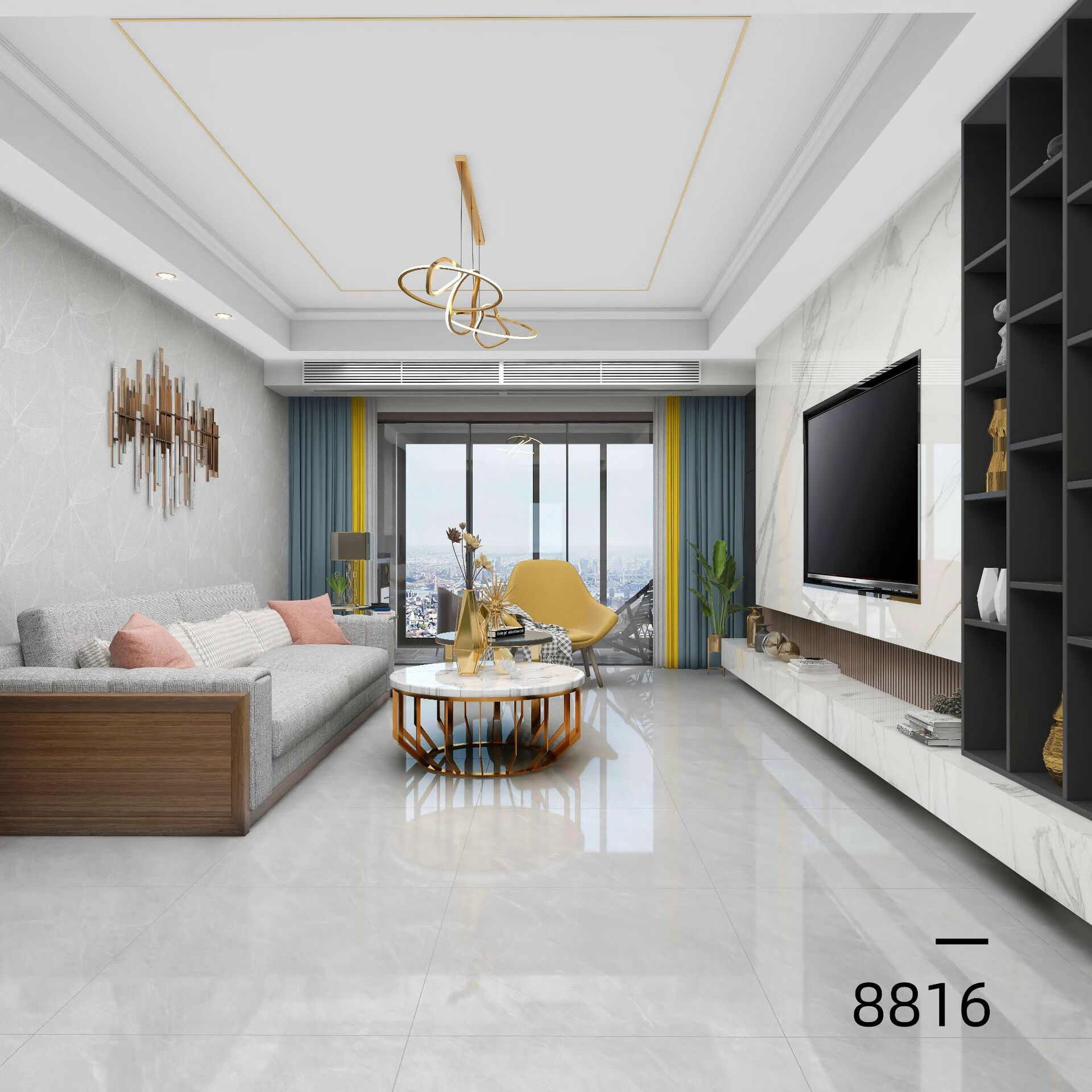 佛山通体大理石瓷砖800800灰色客厅餐厅连纹地板砖室内防滑暖色 lw