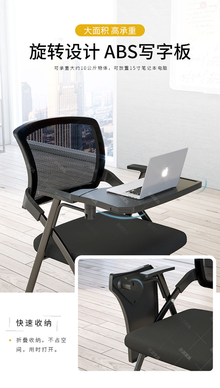 培训椅带写字板折叠培训桌椅一体桌凳会议室椅子学生会议椅带桌板绿色