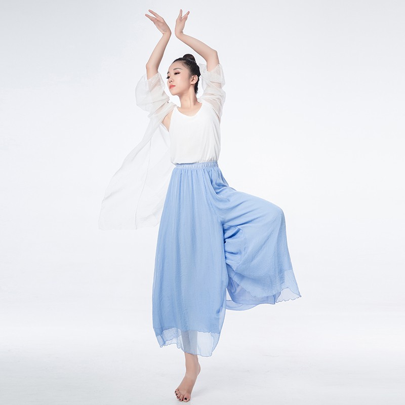 春夏新品新款禅舞服装雪纺飘逸古典舞服现代舞蹈练功服阔腿裤演出服