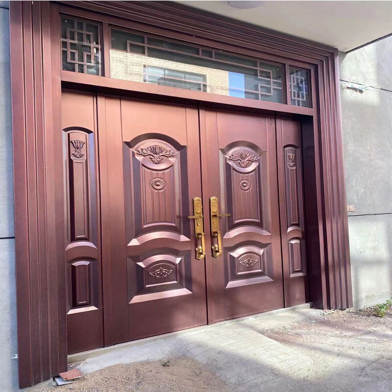 万森凯 大门双开门锌合金仿铜门别墅乡村玻璃门入户门四开家用农村进