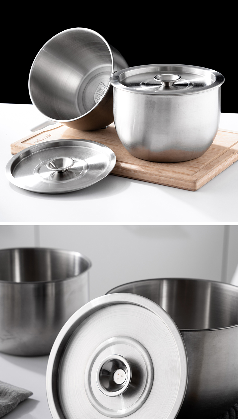 油盆带盖家用猪油盆304不锈钢油盆打蛋盆带盖汤盆厨房盆子洗菜盆大号