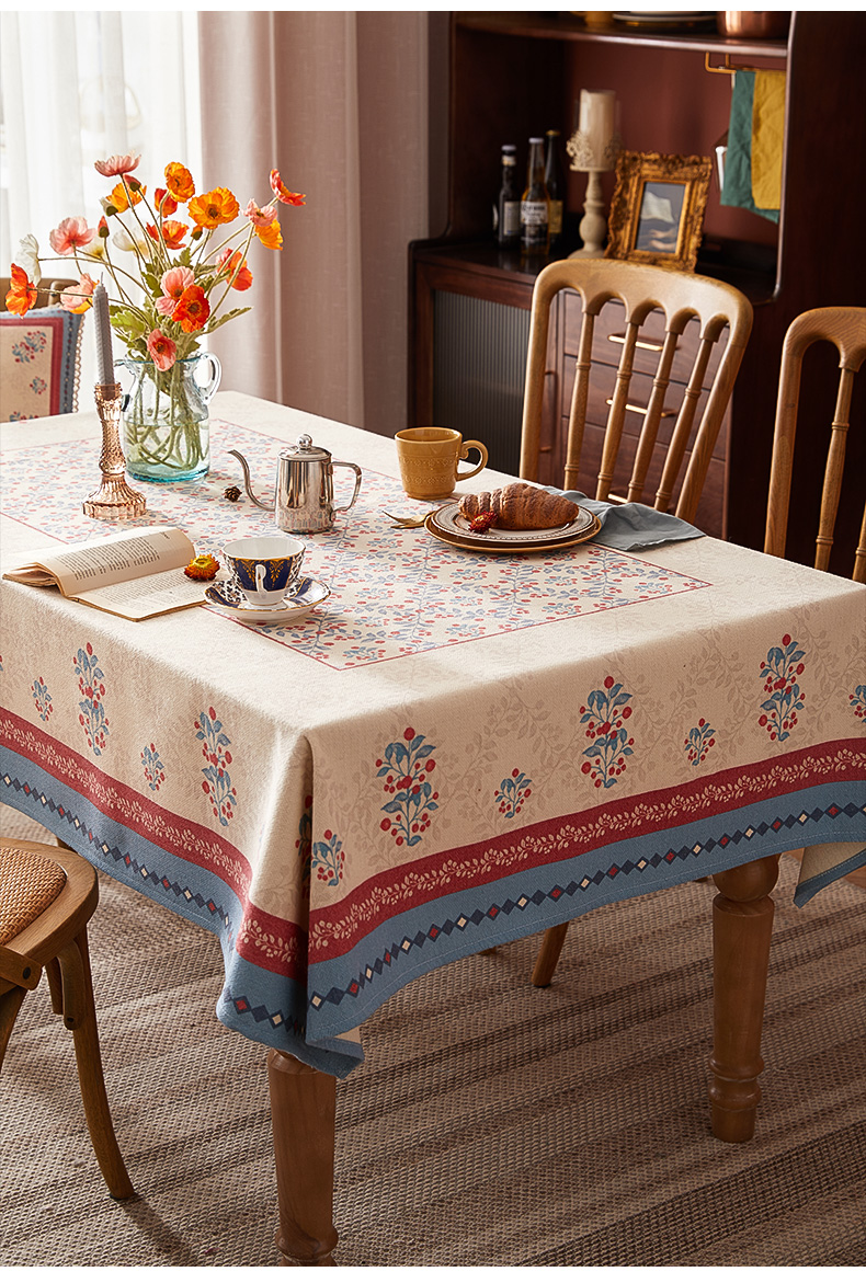 歺桌布北欧ins风感桌布美式轻奢高端防水防烫长方形茶几垫餐桌布艺