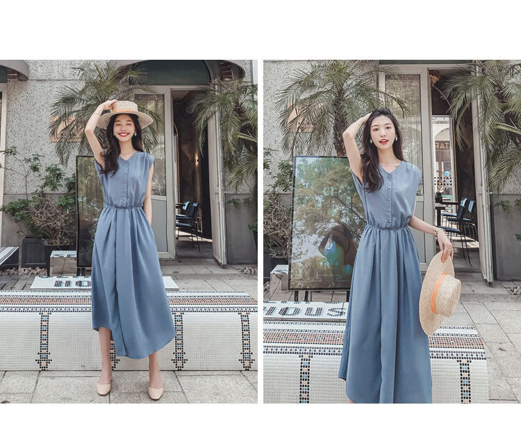 雪纺连衣裙2021新款女夏仙女裙洋气裙子长款气质收腰夏天大摆长裙黑色