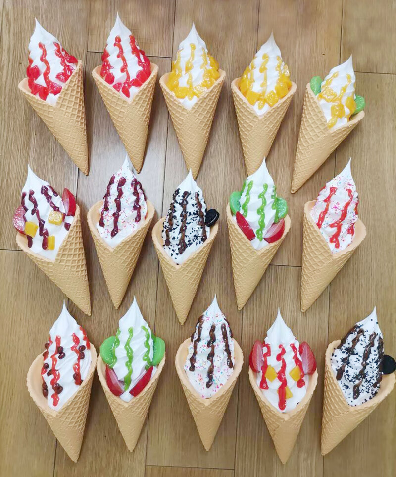 巨无霸冰淇淋模型仿真甜筒食品模具摩天脆装饰摆件冰激凌玩具道具白色