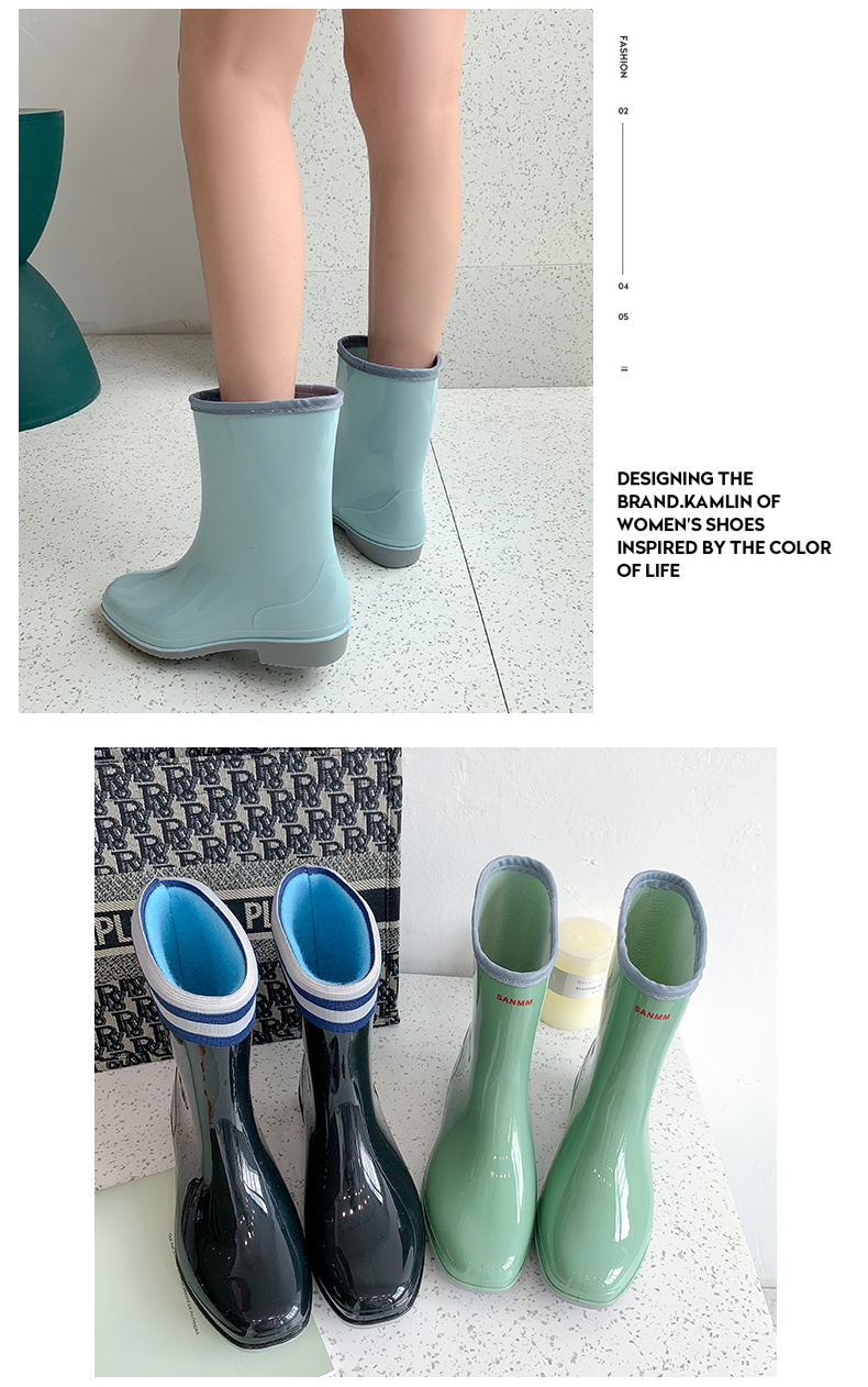 木林森软底舒适时尚水鞋女中筒夏天轻便糖果色厨房雨鞋防滑成人大码