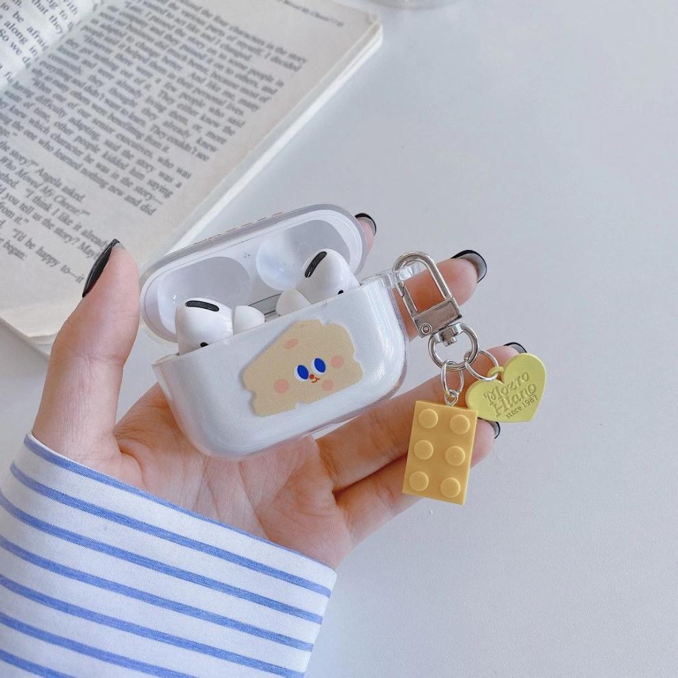hkxa卡通奶酪小表情适用苹果airpods12代无线蓝牙耳机保护套创意pro3
