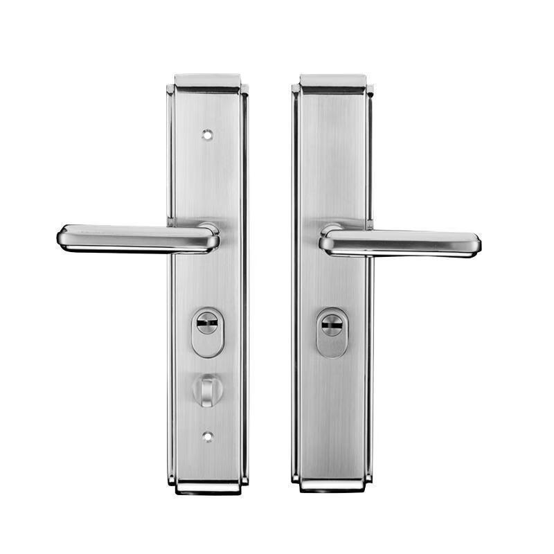 对开门真假面板门锁执手双开门锁906门把手a套餐拉手方头锁体锁芯左外