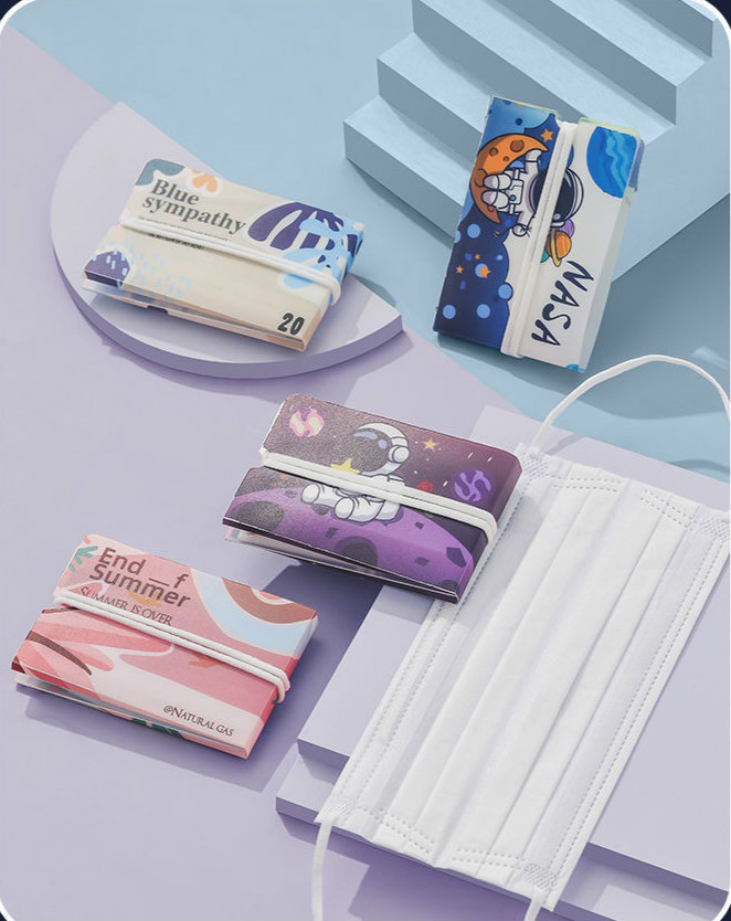 薇莱芺新品口罩收纳夹儿童口罩收纳盒暂存夹学生便携卡通口罩盒收藏夹