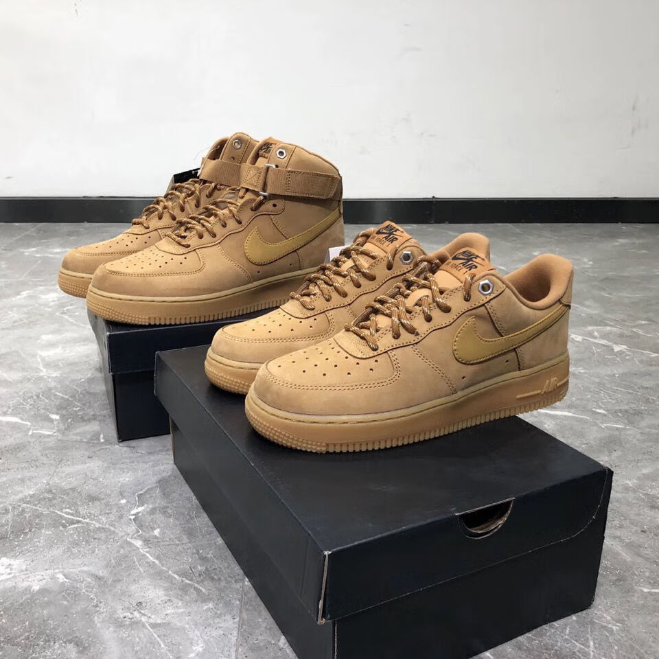 1af1小麦色中帮空军一号休闲板鞋cj9178200小麦色36
