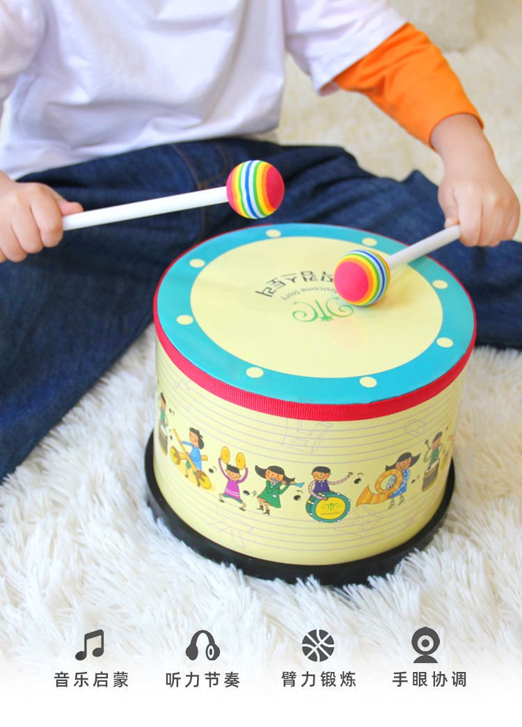 幼儿宝宝早教音乐玩具奥尔夫乐器敲击打鼓儿童智力玩具1234岁粉色小