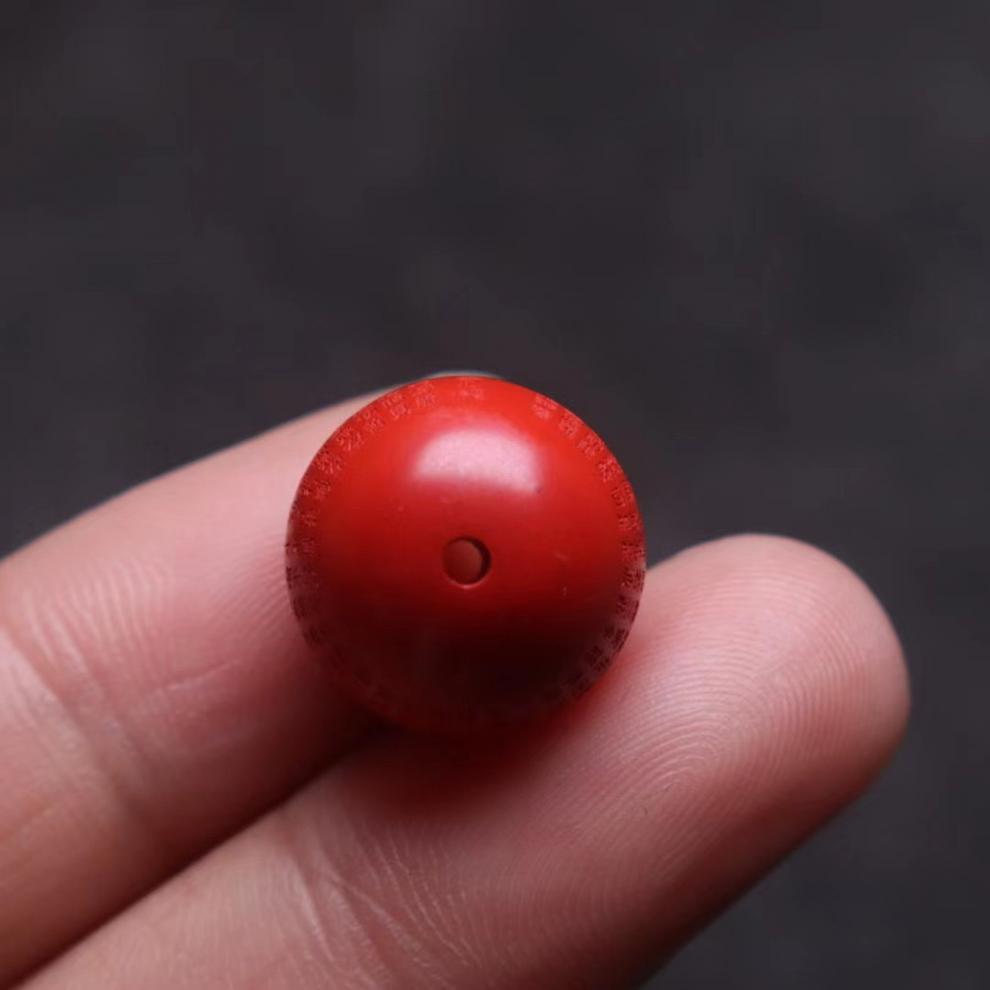 硕熙文玩高含量朱砂红砂心经珠顶珠配珠配饰串珠135mm