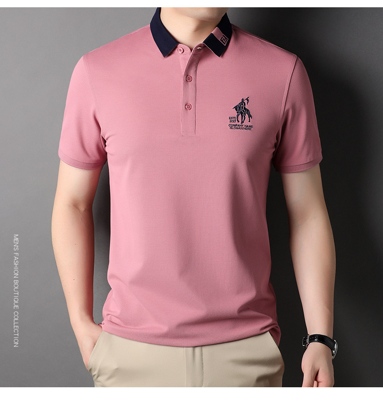 老爷车轻奢品牌男装短袖t恤男士夏季新款纯色polo领中青年时尚半袖棉