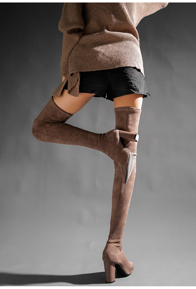 卡帝乐鳄鱼cartelo2021新品秋冬超长靴女过膝盖长筒靴高跟显瘦大腿靴