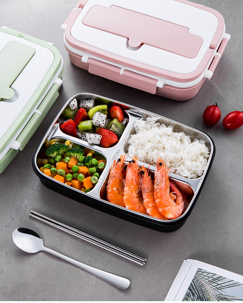 高中生饭盒 学生在学校吃饭的餐具 黑色饭盒3格(1000ml) 餐具