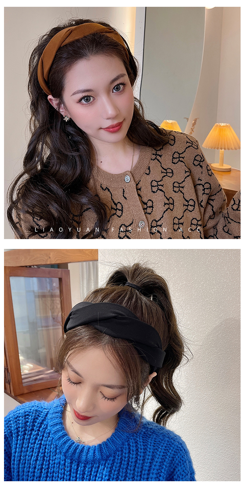 高颅顶头箍复古发卡发箍女秋冬百搭简约外出头饰品网红2021年新款咖色