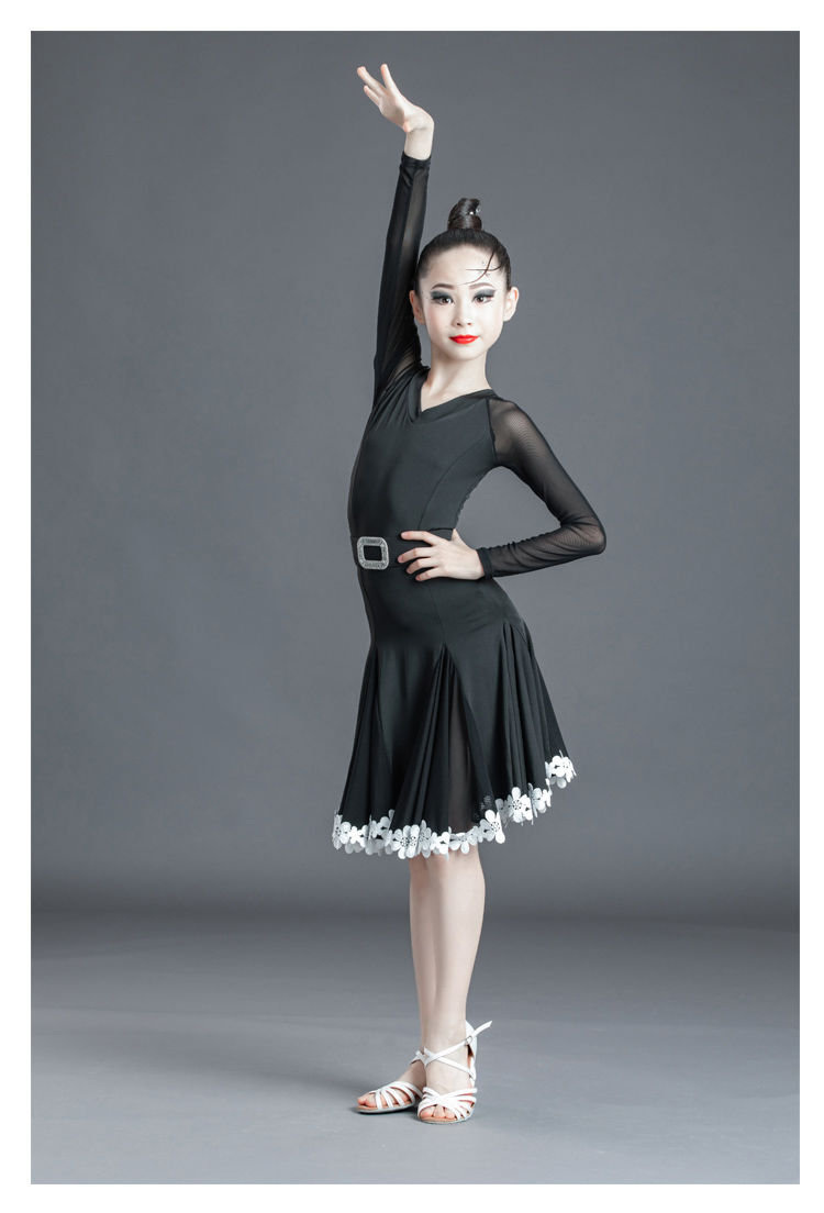 拉丁舞裙新款黑池拉丁舞服儿童拉丁表演比赛规定服女练功舞裙少儿