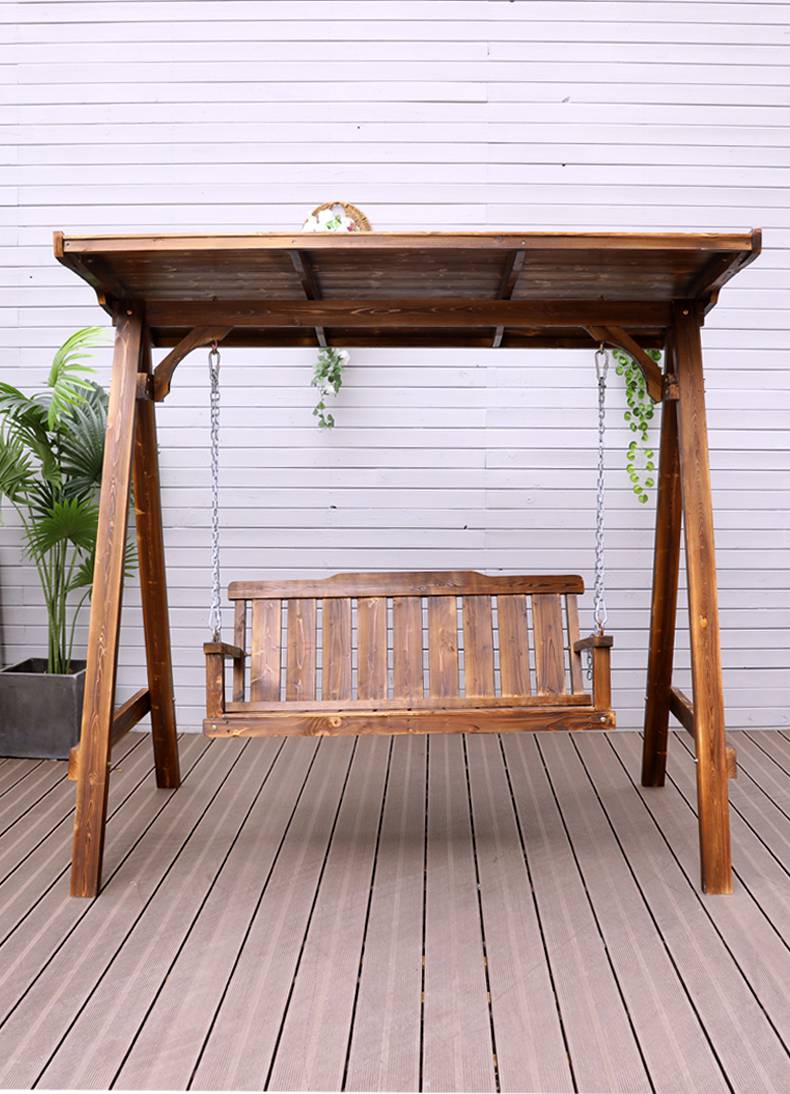 秋千椅秋千户外庭院实木摇椅室外别墅露台吊椅防腐木荡秋千双人成人