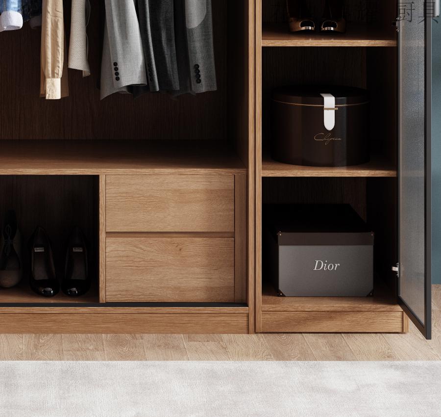 简单衣柜网红北欧实木衣柜2021新款简单衣柜感应灯开门即亮小户型日式