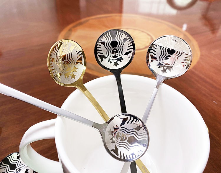 勺子韩式可爱咖啡勺家用长柄304不锈钢女神甜品勺女生礼物黑色一只