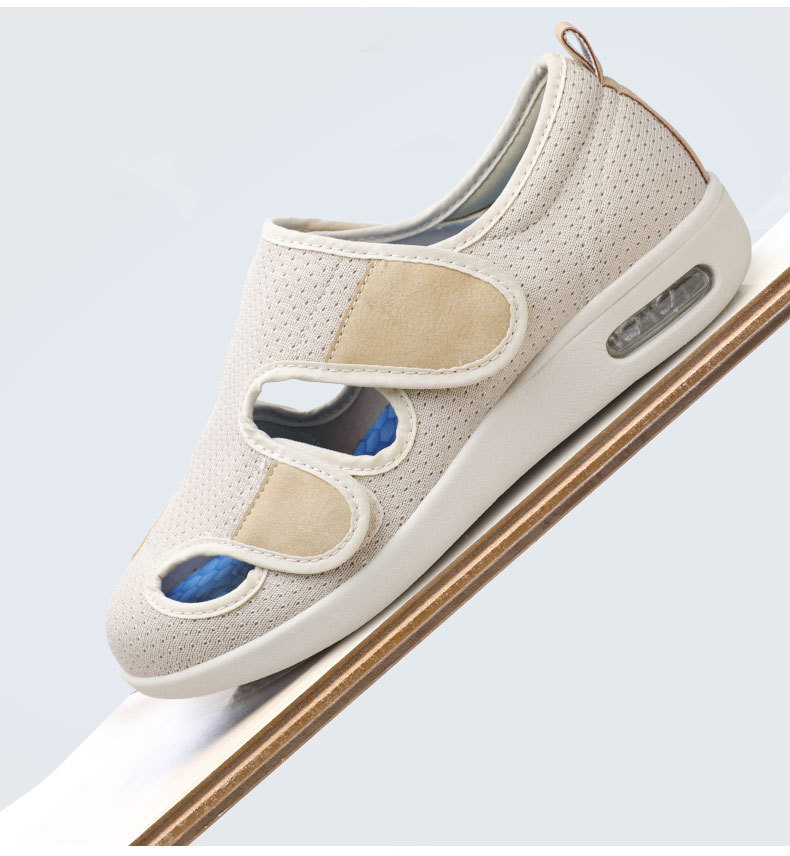 糖尿病足减压鞋夏款老年妈妈鞋凉鞋翻盖魔术贴脚肿鞋脚骨术后可调节