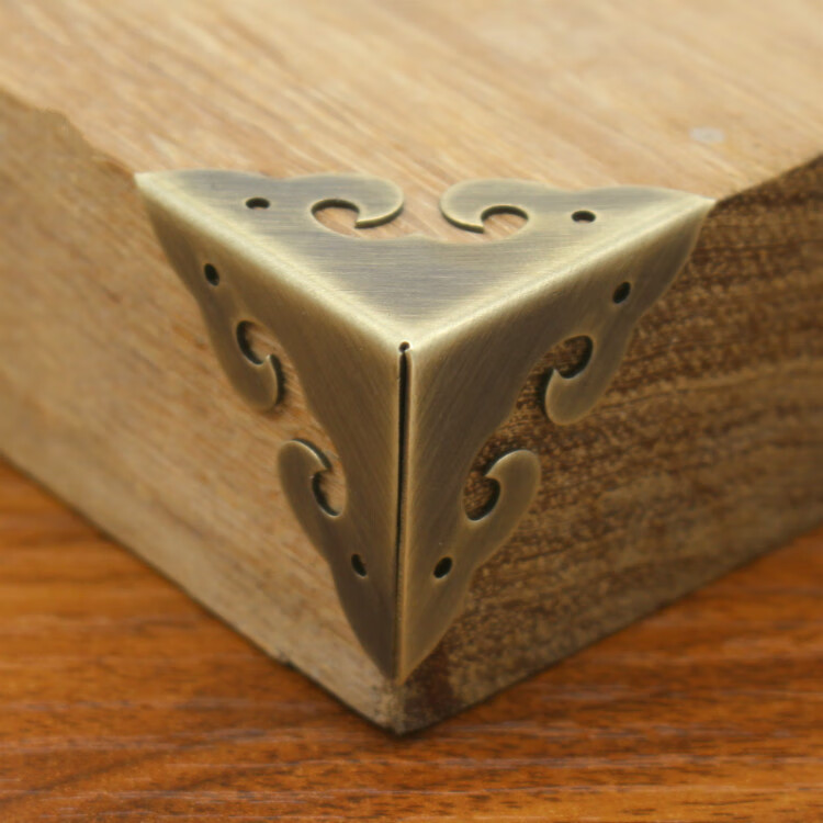 中式仿古箱子包角铜角花纯铜装饰角木箱金属护角樟木箱子三面护角边长