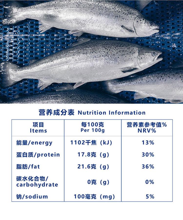 100克三文鱼营养成分表图片