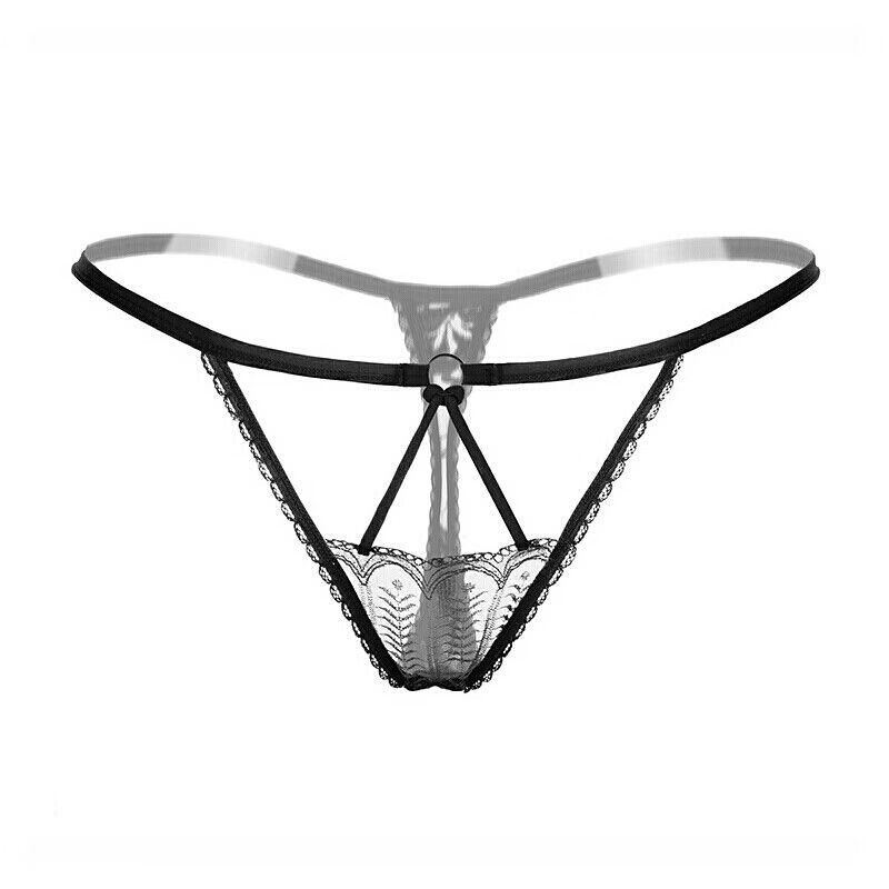 蕾丝弹力内裤女士法式诱惑t裤qq丁字裤女全透明女人内裤全透明红色