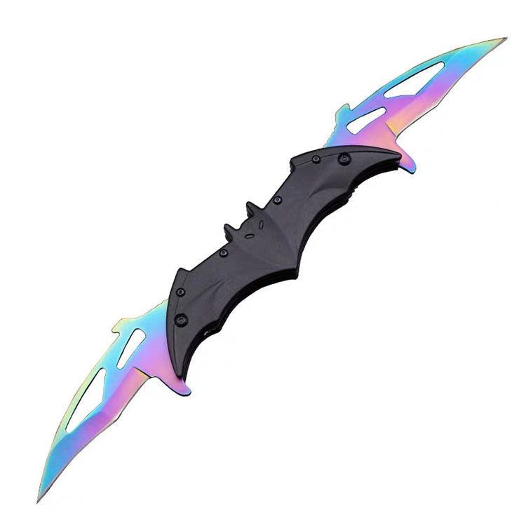 蝙蝠刀蝙蝠侠折叠刀蝙蝠工具刀不锈钢小刀双刃蝙蝠刀防身工具精美礼品