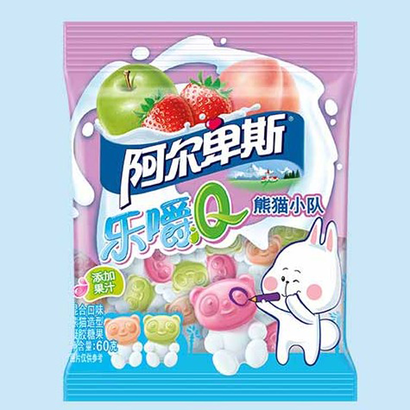 阿尔卑斯乐嚼q果汁软糖缤纷乐园60g10袋卡通造型凝胶糖混合水果60g