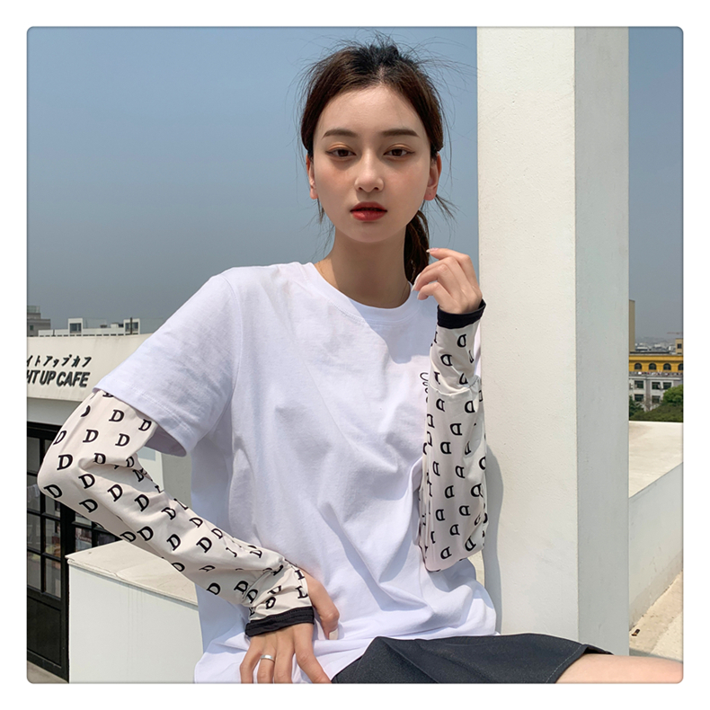 科田夏季宽松防晒冰丝袖套女开车骑车神器可爱薄款冰袖手臂护臂手套袖