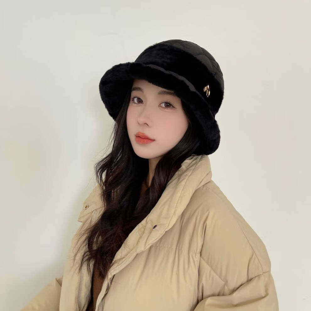 女生帽子潮流时尚 韩国东大门渔夫帽ins风显脸小毛绒帽子女生冬天加厚