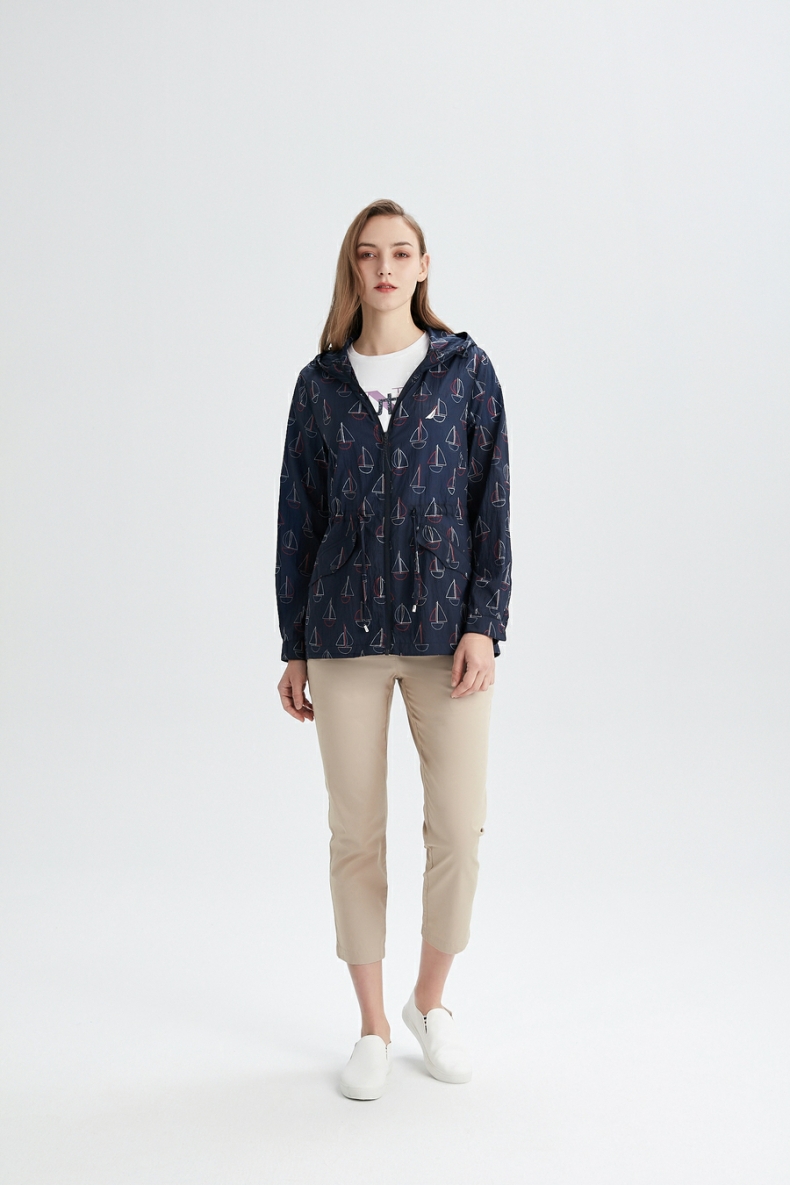 nautica诺帝卡女装春夏季新款轻盈带弹皮肤衣薄外套12jo035lc浅紫色