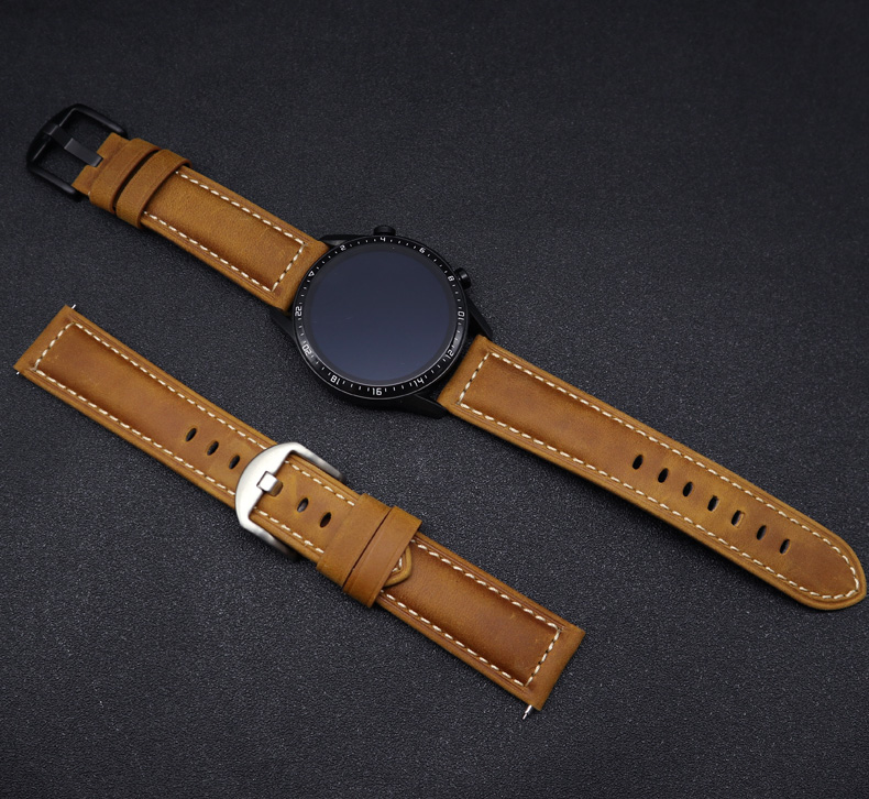 适用华为gt3gt2pro新款复古小头层表带watch3同款手表链46mm时尚42