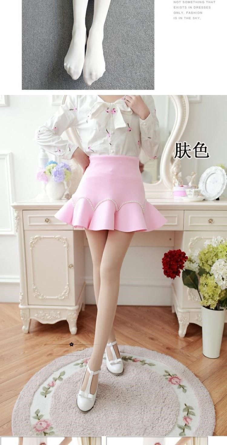 禾野田白色连裤袜舞蹈打底袜裤白色袜大童中学生少女肤色白色连裤袜sn