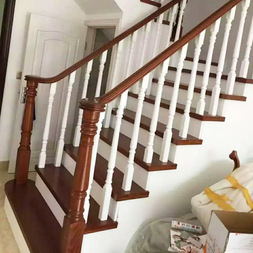 上海榉木楼梯扶手实木立柱室内烤漆别墅复式阳台栏杆厂家直销定制榉木