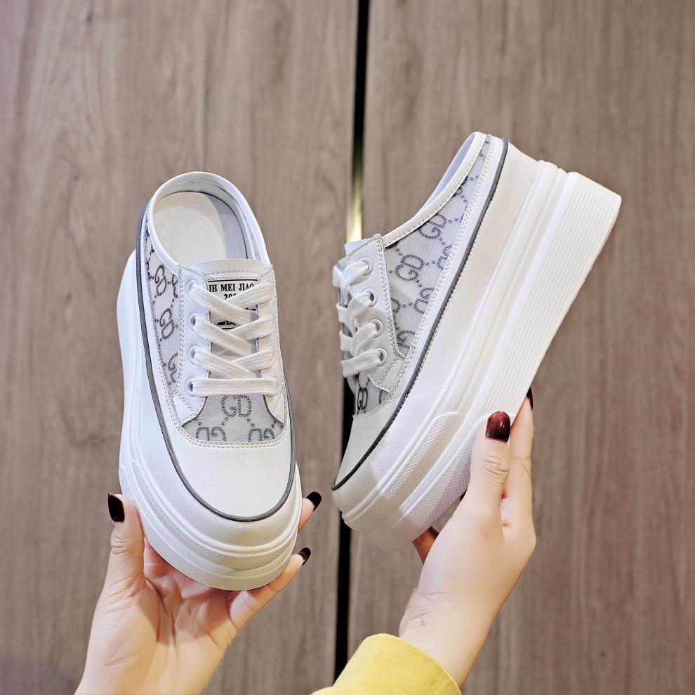 creecou休闲鞋真皮小白鞋女夏时尚轻奢潮牌2021春夏新款百搭韩版厚底