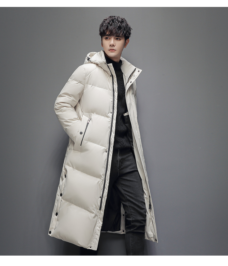 青少年高中生羽绒服男加长加厚款年长款加厚超长鸭绒轻便士冬季外套