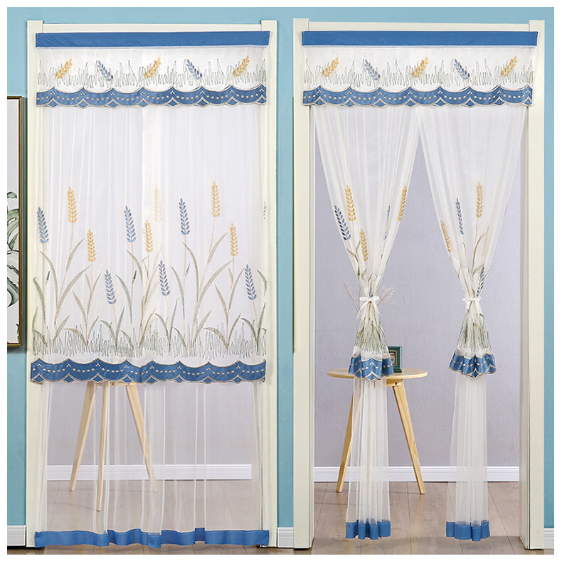 双层纱门帘门帘蕾丝双层纱帘夏季卧室厨房隔断遮挡帘防蚊门帘布艺家用