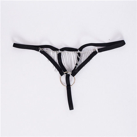 男士丁字裤一根带子性感透明囊袋枪弹分离铁环流苏蕾丝生理内裤男红色