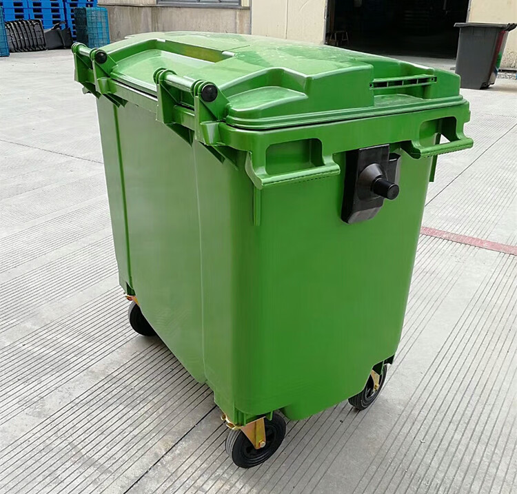 6015手推垃圾车660黄色户外号垃圾桶废物收纳垃圾转运箱 1100l