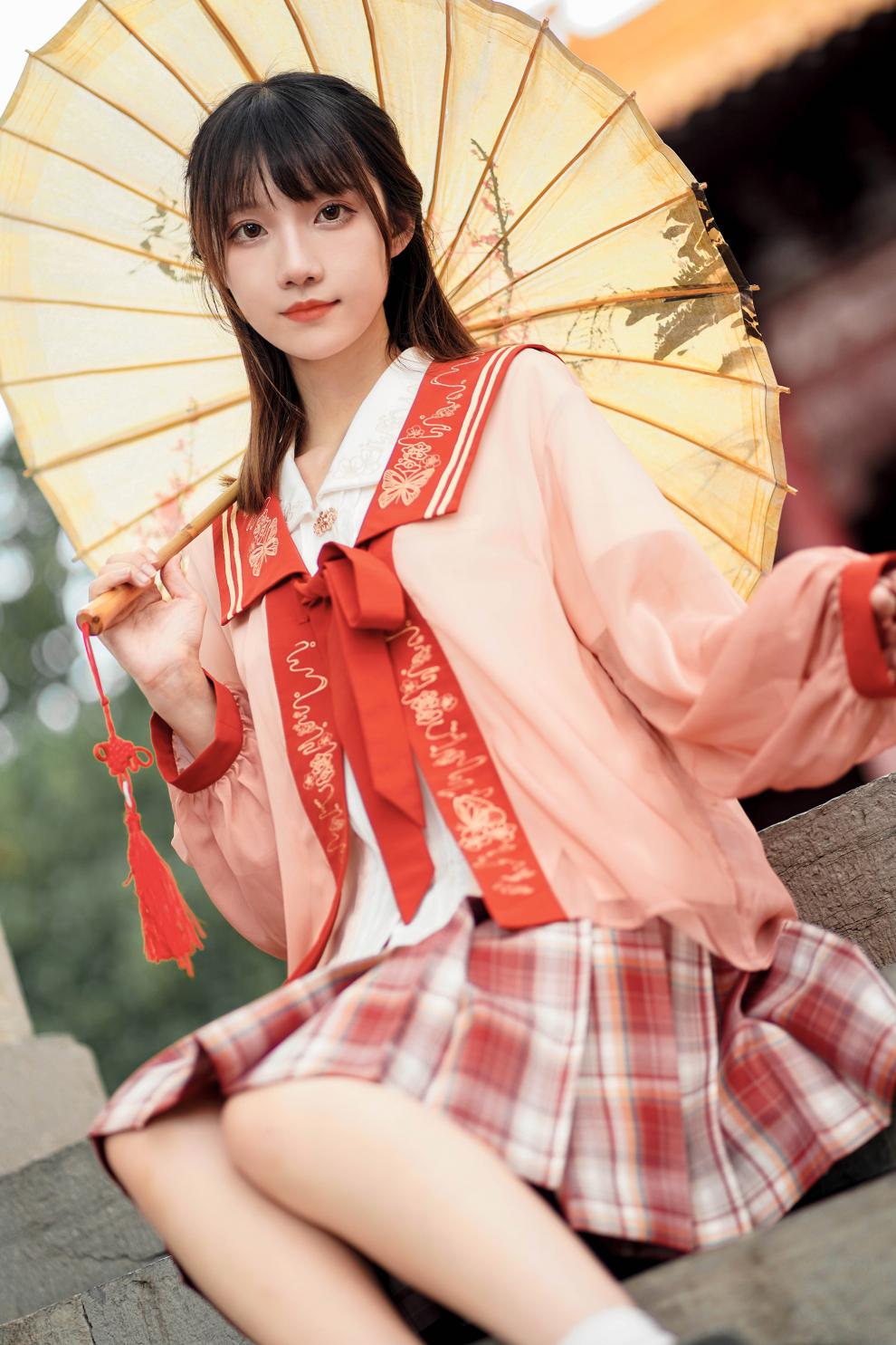 御茶家x御见国风中华风梦回jk制服格裙短原创秋冬季现货45cm裙长xxl