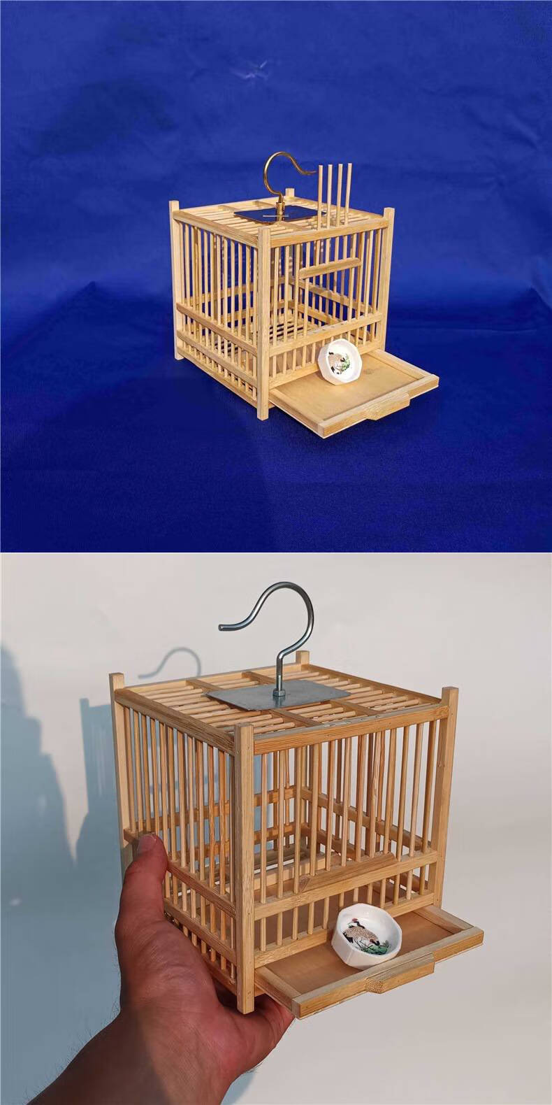 带粪托蝈蝈笼 竹编蝈蝈笼蝈蝈传统叫罐挂架罐子大空间带粪托遛虫蛐蛐