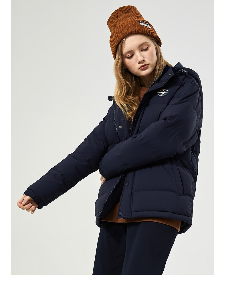 反季清货plory时尚潮流个性舒适贴标连帽男女同款休闲服藏青色185